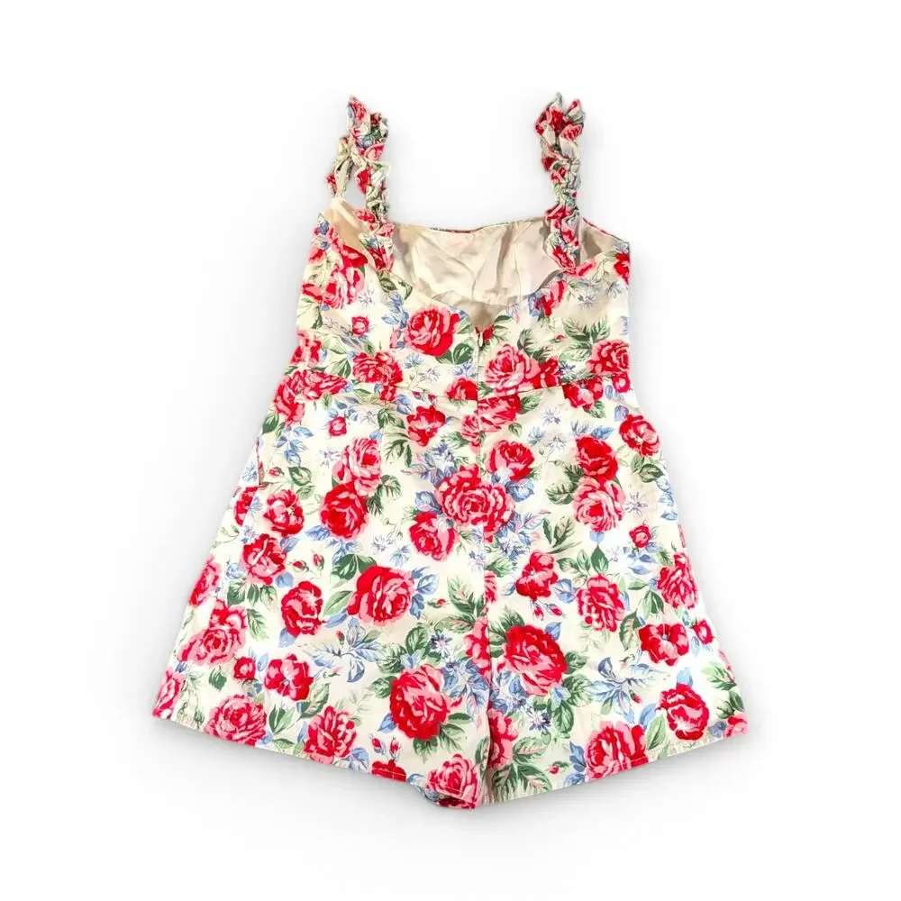 Hello Molly Floral Cottagecore Romper Size 8 Rose Print